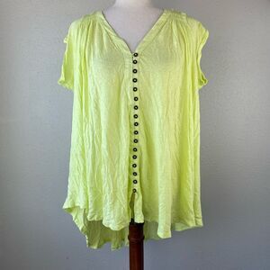NWT Free People Lemon Light Button Down Top Size S